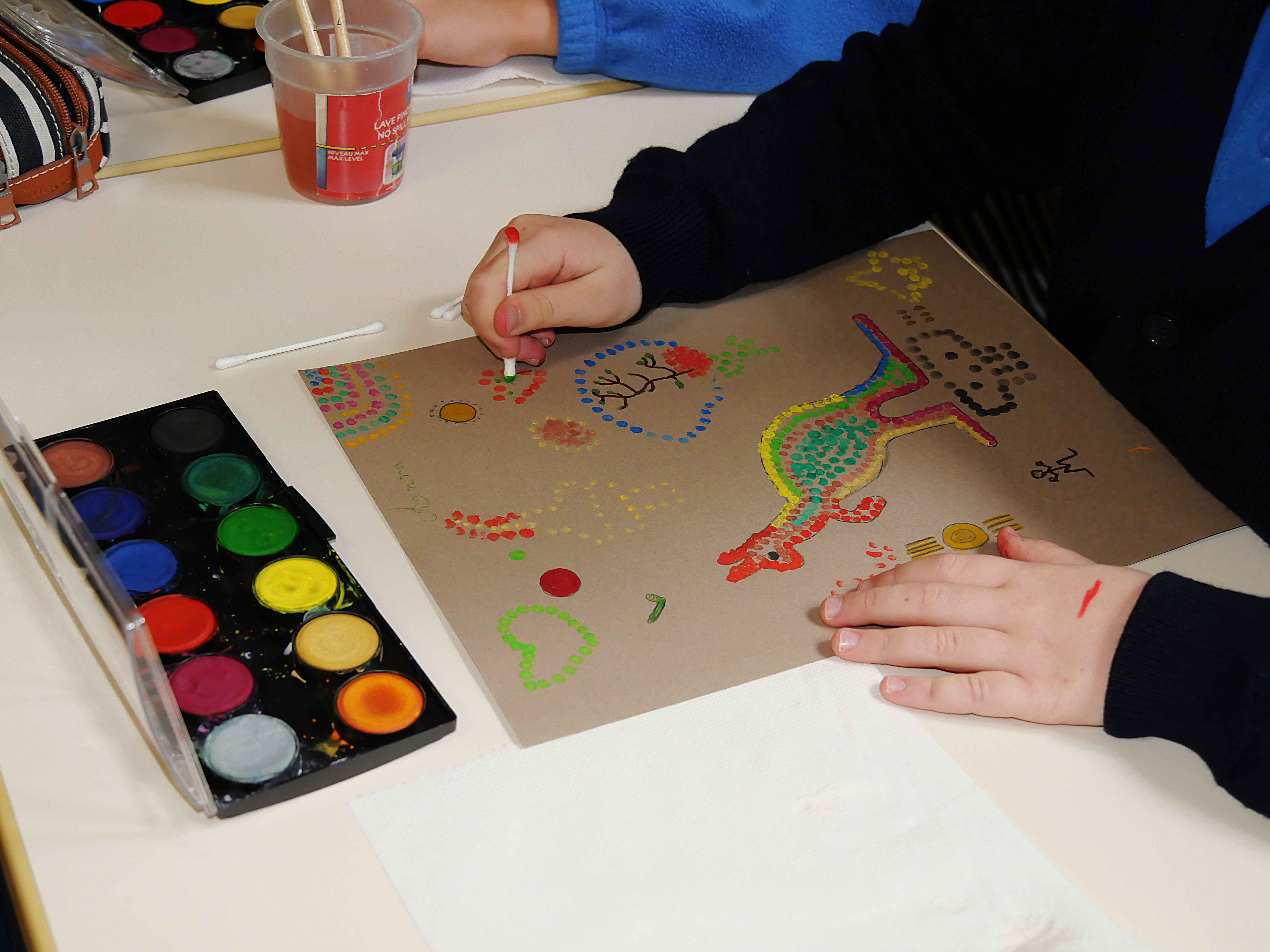 Students doing art projects